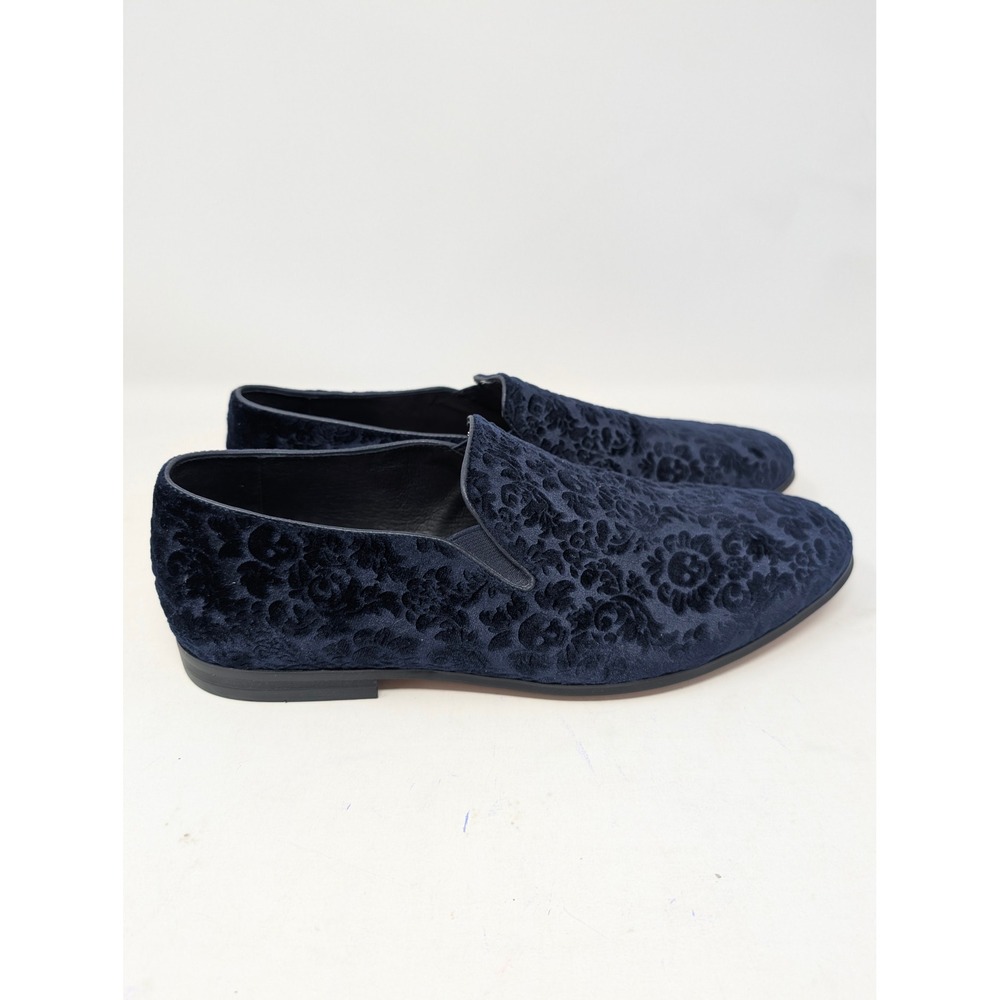 Robert Graham Renegade Velvet Loafers Mens Size 9 Blue Floral Skull Embossed